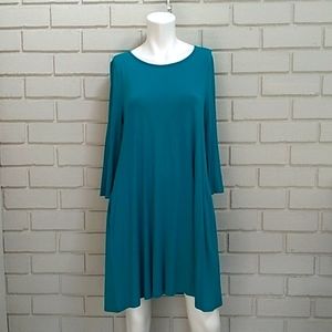 Aryeh Teal Long Sleeve Flowy Dress.     Size Medium NWT